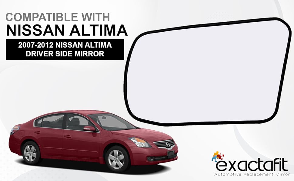 Driver Side Power Mirror For Nissan Altima 2007-2012 – Non-Heated, Non-Folding, 8-Hole 3-Prong, Paintable